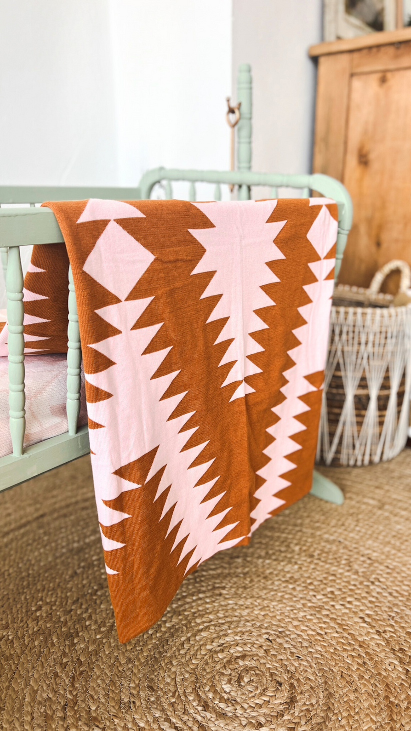 PINK + TERRACOTTA - YONDEROSA BABY BLANKET