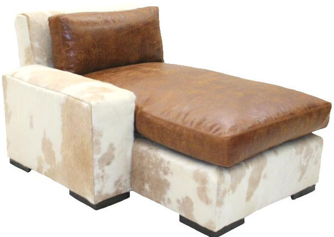 Leather and Hide Sectional Sofa Right Chaise Lounge