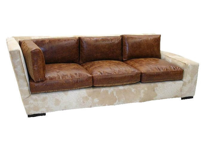 Leather and Hide Sectional Sofa Three Seat Corner Section