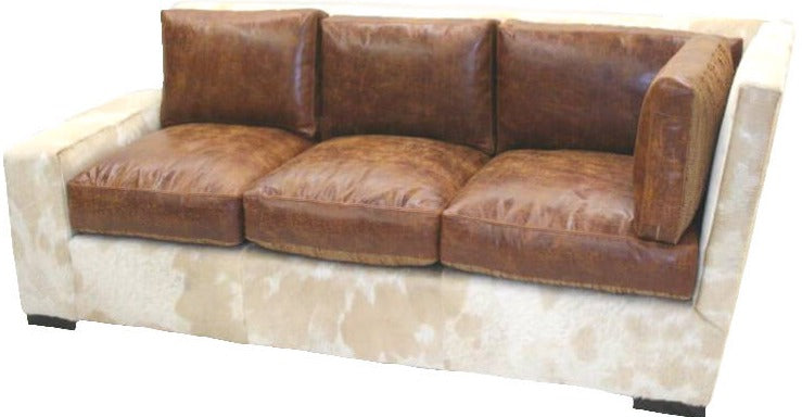 Leather and Hide Sectional Sofa Three Seat Corner Section