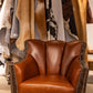 BROWN LEATHER SWIVEL CHAIR WITH CROC ACCENTS AND NAILS