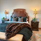 brown leather bed with alligator accents