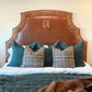 brown leather bed with alligator accents