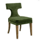 GREEN VELVET DINING CHAIR WITH WOODEN LEGS