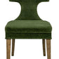 GREEN VELVET DINING CHAIR WITH WOODEN LEGS