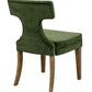 GREEN VELVET DINING CHAIR WITH WOODEN LEGS