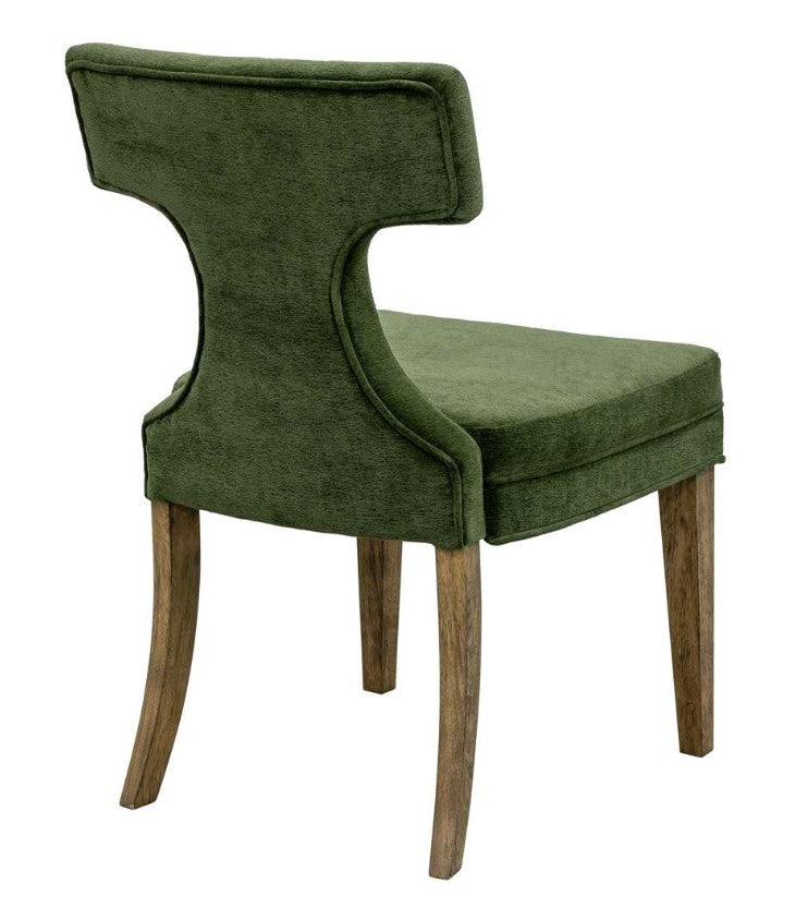 GREEN VELVET DINING CHAIR WITH WOODEN LEGS