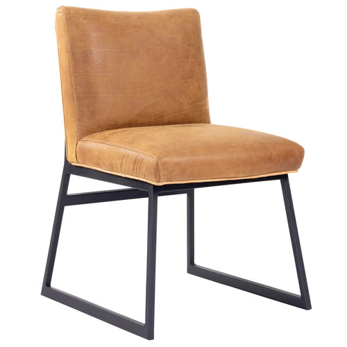 leather dining chair with iron legs