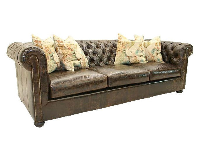 This Chesterfield Roll Arm Leather Sofa is a luxurious, timeless classic, perfect for bringing a touch of elegance and sophistication to any living room. Crafted with premium top-grain leather, this sofa offers robust support and a luxurious feel. The 111" size makes it ideal for larger rooms, while its classic chesterfield silhouette provides timeless fashion.