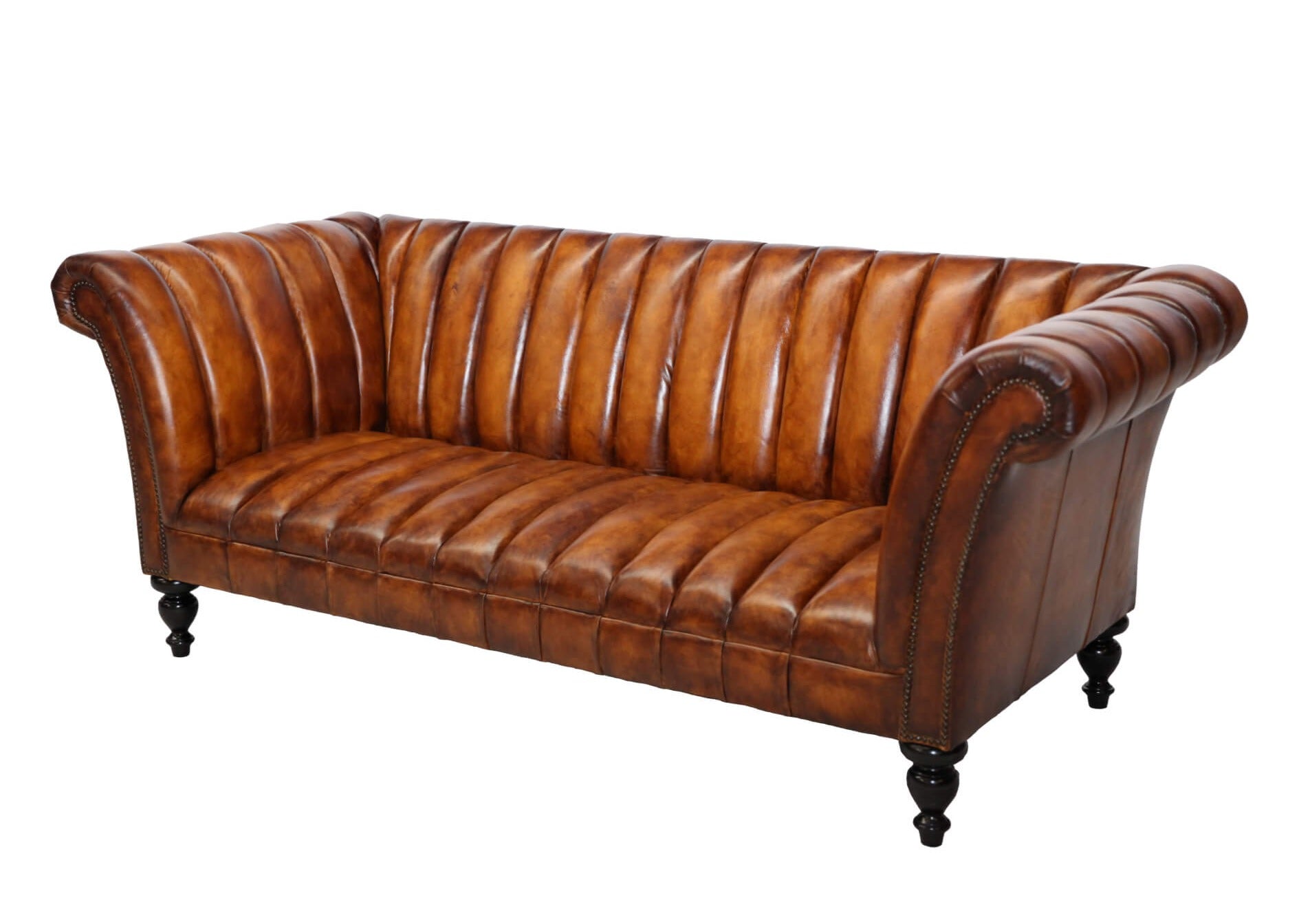 This classic style channeled leather sofa is the perfect addition to your living room. Its channeled design combines timeless style with durable, luxurious leather to make a timeless piece that will last for years to come.