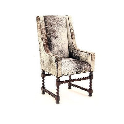 Introducing the Cowhide Nailhead Chair - an ideal choice for the living room or office. The chair features a genuine cowhide upholstery and an elegant nailhead trim for a sophisticated look. Crafted with quality and style, it makes a perfect addition to any home.