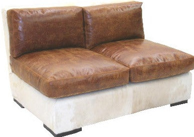 Leather and Hide Sectional Sofa Double Loveseat Section