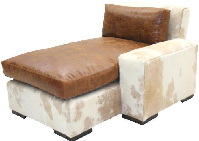 Leather and Hide Sectional Sofa Left Chaise Lounge