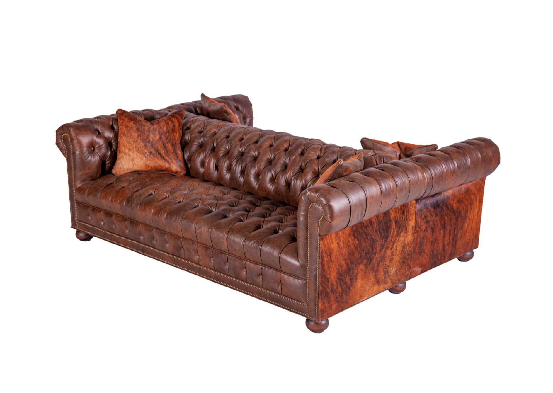 This luxurious Double Chesterfield Roll Arm Leather Sofa poses the perfect balance of style and comfort. With its rolled arms, and premium leather upholstery, it is sure to be a timeless addition to any living room or commercial space, perfect for conversation.
